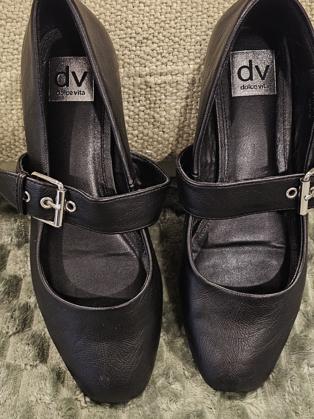 Dolce Vita Black Buckle Mary Jane Mules